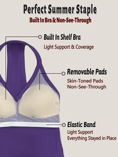 Foto 2 | Foto 2 | Camiseta Sin Mangas Danysu Para Mujer Con Sujetador Incorporado Color Morado Oscuro - Venta Internacional.