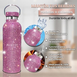 Foto 3 | Foto 3 | Botella Brillante Thermos Zuletti Con Purpurina Y Diamantes 900 Ml - Venta Internacional.