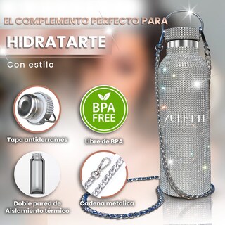 Foto 2 | Foto 2 | Botella Brillante Thermos Zuletti Con Purpurina Y Diamantes 900 Ml - Venta Internacional.
