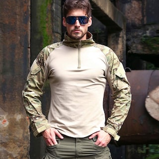 Foto 3 | Foto 3 | Camisa Táctica De Combate Carwornic De Manga Larga Con Cremallera 1/4 Para Hombre - Venta Internacional.