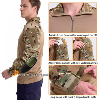 Foto 4 | Foto 4 | Camisa Táctica De Combate Carwornic De Manga Larga Con Cremallera 1/4 Para Hombre - Venta Internacional.