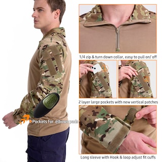 Foto 4 | Foto 4 | Camisa Táctica De Combate Carwornic De Manga Larga Con Cremallera 1/4 Para Hombre - Venta Internacional.