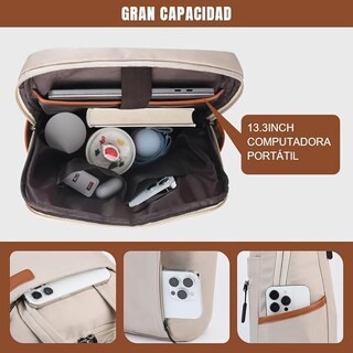 Foto 5 | Foto 5 | Mochila Para Portátil Baomifa De Tela Oxford Para Mujer  Color Beige - Venta Internacional.