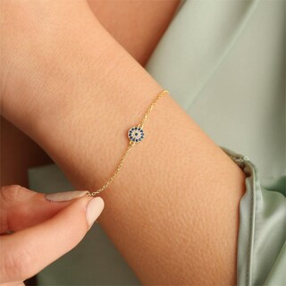 Foto 2 | Foto 2 | Pulsera Hljeo Gold Evil Eye Chapada En Oro De 14 Quilates Para Mujer - Venta Internacional.
