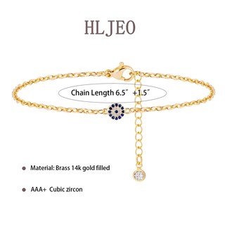 Foto 5 | Foto 5 | Pulsera Hljeo Gold Evil Eye Chapada En Oro De 14 Quilates Para Mujer - Venta Internacional.