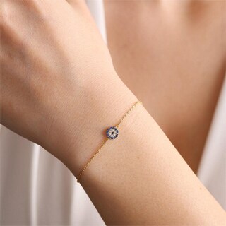 Foto 7 | Foto 7 | Pulsera Hljeo Gold Evil Eye Chapada En Oro De 14 Quilates Para Mujer - Venta Internacional.