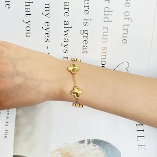 Foto 4 | Foto 4 | Pulsera Aippk Con Forma De Trébol Chapado En Oro De 18 Quilates Para Mujer Con Extensor - Venta Internacional.