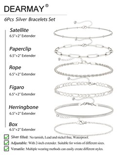 Foto 5 | Foto 5 | Set De 6 Pulseras Dearmay De Plata De Ley Para Mujer - Venta Internacional.