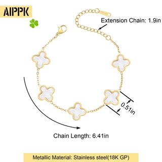 Foto 2 | Foto 2 | Set De Pulsera Aippk Con Forma De Trébol Chapado En Oro De 18 Quilates Para Mujer - Venta Internacional.