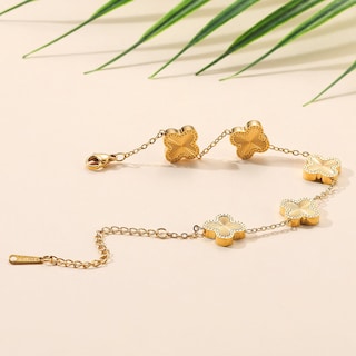 Foto 3 | Foto 3 | Set De Pulsera Aippk Con Forma De Trébol Chapado En Oro De 18 Quilates Para Mujer - Venta Internacional.