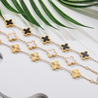 Foto 7 | Foto 7 | Set De Pulsera Aippk Con Forma De Trébol Chapado En Oro De 18 Quilates Para Mujer - Venta Internacional.