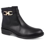 Botín Corto De Piel Para Dama Lady Dominiq Mod. 2355 Negro Elegante Herraje