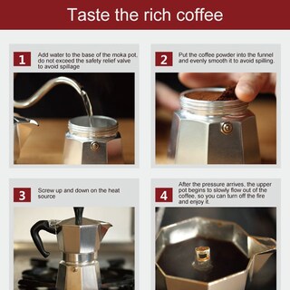 Foto 4 | Foto 4 | Cafetera Mocha Espresso Percoladora De Aluminio Plateado - Venta Internacional.