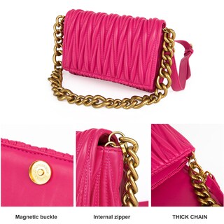 Foto 2 | Foto 2 | Bolso Bandolera Acolchado De Piel Sintética Rosa Intenso - Venta Internacional.