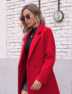 Foto 5 | Foto 5 | Chaqueta Coat Hooever Para Mujer De Lana Con Solapa Y Muesca Color Rojo Talla Xs - Venta Internacional.