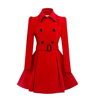 Foto 2 | Foto 2 | Abrigo Foremode Para Mujer De Lana Con Doble Botonadura Color Rojo Guisante Xl - Venta Internacional.