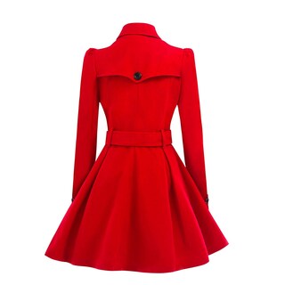 Foto 3 | Foto 3 | Abrigo Foremode Para Mujer De Lana Con Doble Botonadura Color Rojo Guisante Xl - Venta Internacional.