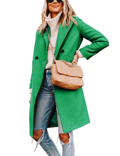 Foto 1 | Foto 1 | Chaqueta Coat Hooever Para Mujer De Lana Con Solapa Y Muesca Color Verde Talla Xs - Venta Internacional.