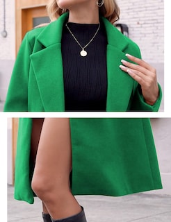 Foto 6 | Foto 6 | Chaqueta Coat Hooever Para Mujer De Lana Con Solapa Y Muesca Color Verde Talla Xs - Venta Internacional.