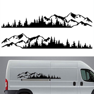 Foto 1 | Foto 1 | Adhesivo Para Coche Wilove Mountain Forest Con Estampado De Vinilo 2 Unidades Color Negro - Venta Internacional.