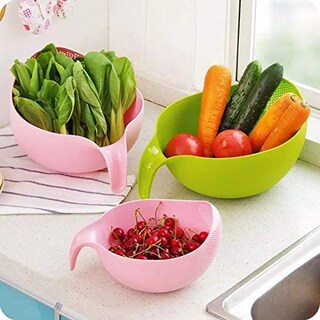 Foto 4 | Foto 4 | Cesta Coladora Para Lavar Arroz Rewhey Con Soporte Para Fruta Color Verde - Venta Internacional.