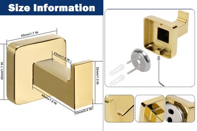 Foto 2 | Foto 2 | Ganchos Para Toallas De Baño Nearmoon Sus304 De Acero Inoxidable Paquete De 3 - Venta Internacional.