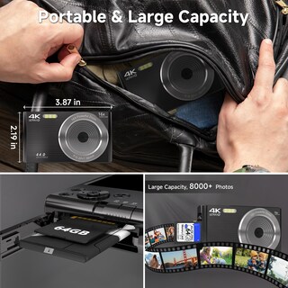 Foto 6 | Foto 6 | Cámara Digital Smartklik 2024 4k 44 Mp Con Zoom 16x Tarjeta Sd De 64 Gb - Venta Internacional.