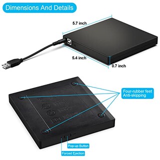 Foto 5 | Foto 5 | Unidad Externa De Cd Y Dvd Blingco Usb 2.0 Para Portátil Color Negro - Venta Internacional.