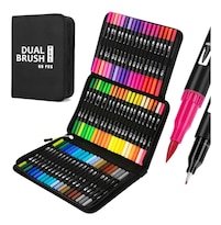 Marcador Artístico De Doble Punta  60 Colores  A Base De Agua  Con Bolsa De Lona - Venta Internacional.