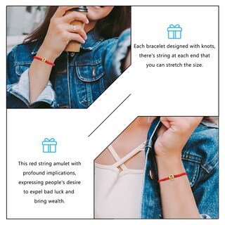 Foto 3 | Foto 3 | Pulsera Con Dijes Del Zodiaco Chino Con Forma De Año Del Tigre Cadena Roja 20 Cm - Venta Internacional.