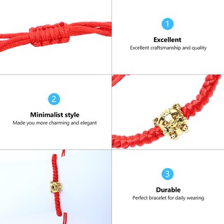 Foto 6 | Foto 6 | Pulsera Con Dijes Del Zodiaco Chino Con Forma De Año Del Tigre Cadena Roja 20 Cm - Venta Internacional.