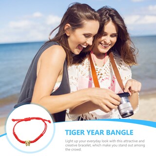 Foto 7 | Foto 7 | Pulsera Con Dijes Del Zodiaco Chino Con Forma De Año Del Tigre Cadena Roja 20 Cm - Venta Internacional.