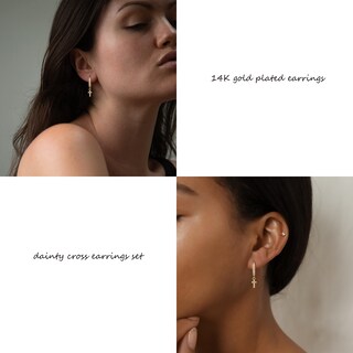 Foto 7 | Foto 7 | Pendientes Freekiss Gold Para Mujer Hipoalergénicos (juego De 2) - Venta Internacional.