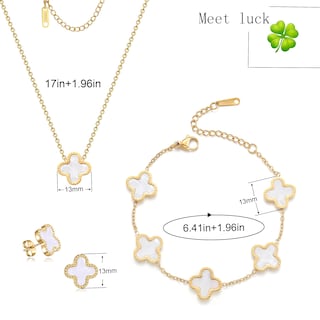 Foto 2 | Foto 2 | Set De Joyas Ticvrss Van Cleef Lucky Clover Chapado En Oro De 18 Quilates - Venta Internacional.