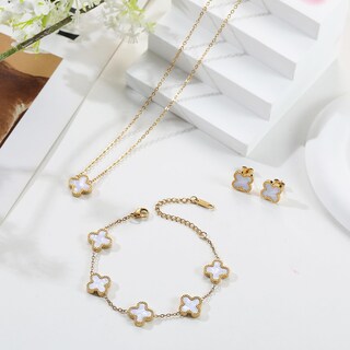 Foto 6 | Foto 6 | Set De Joyas Ticvrss Van Cleef Lucky Clover Chapado En Oro De 18 Quilates - Venta Internacional.