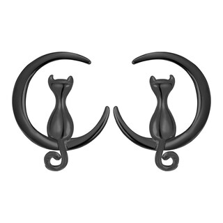 Foto 1 | Foto 1 | Pendientes S.leaf Cat De Plata De Ley Chapados En Oro De 18 Quilates (oro Negro) - Venta Internacional.