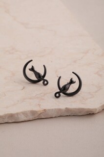 Foto 3 | Foto 3 | Pendientes S.leaf Cat De Plata De Ley Chapados En Oro De 18 Quilates (oro Negro) - Venta Internacional.