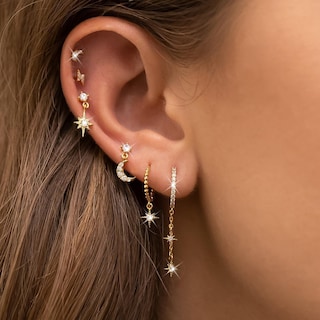 Foto 2 | Foto 2 | Set De Pendientes Harry Y Henry De Oro De 14 Quilates Para Mujer (6 Pares) - Venta Internacional.