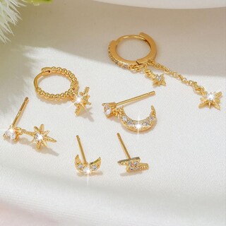 Foto 5 | Foto 5 | Set De Pendientes Harry Y Henry De Oro De 14 Quilates Para Mujer (6 Pares) - Venta Internacional.