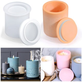 Foto 1 | Foto 1 | Moldes Para Tarros De Velas Baborui Hormigón De Silicona Con Tapa Para Vela - Venta Internacional.