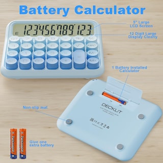 Foto 3 | Foto 3 | Calculadora Decklit Pantalla Lcd Mecánica De 12 Dígitos Color Azul Hielo - Venta Internacional.