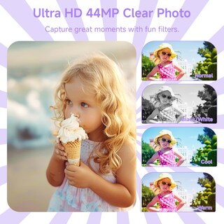 Foto 4 | Foto 4 | Cámara Digital Smartklik Fhd 4k 44mp Púrpura Con Tarjeta Sd De 64gb - Venta Internacional.