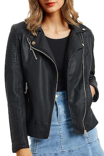 Foto 1 | Foto 1 | Chaqueta Geschallino De Piel Sintética Para Mujer Color Negro Primavera Y Otoño Xl - Venta Internacional.