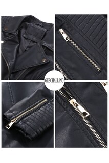 Foto 5 | Foto 5 | Chaqueta Geschallino De Piel Sintética Para Mujer Color Negro Primavera Y Otoño Xl - Venta Internacional.