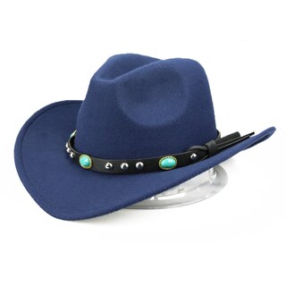 Foto 2 | Foto 2 | Sombrero Cowboy Jazz Fashion Con Remaches De Fieltro Marrón Para Mujeres Y Hombres - Venta Internacional.