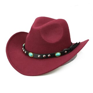 Foto 5 | Foto 5 | Sombrero Cowboy Jazz Fashion Con Remaches De Fieltro Marrón Para Mujeres Y Hombres - Venta Internacional.