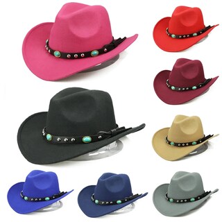 Foto 6 | Foto 6 | Sombrero Cowboy Jazz Fashion Con Remaches De Fieltro Marrón Para Mujeres Y Hombres - Venta Internacional.