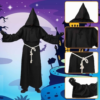 Foto 4 | Foto 4 | Capa Medieval Con Capucha De Monje Y.a. Lotus Lotus Unisex Negra - Venta Internacional.