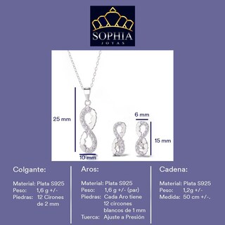 Foto 2 | Foto 2 | Collar Con Colgante Infinito De Plata 925 Con Aros Y Cadena Para Mujer - Venta Internacional.