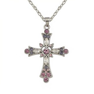 Foto 1 | Foto 1 | Collar Yuoos Con Colgante En Forma De Cruz De Cristal Rosa Gothic Punk Egirl - Venta Internacional.